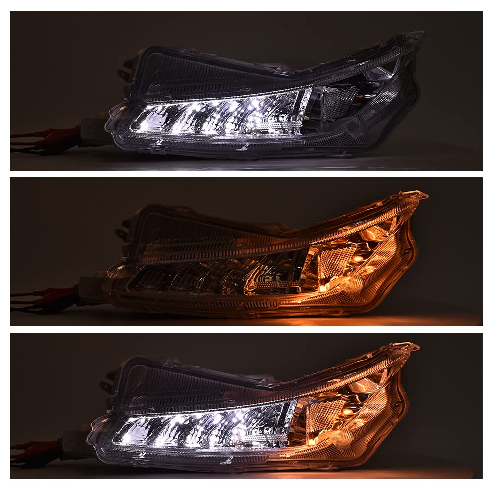 G-PLUS Double Color LED Fog Lights Lamps DRL W/Bulbs Compatible with 2015-2017 Toyota Camry XSE XLE TO2531153,TO2530153 8151006050, 8152006050