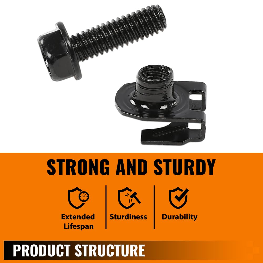 G-PLUS 8PCS Black Front Shock Lower A Arm Mounting Bolts & Special U Nuts Hardware 8pcs Compatible with 1955-2007 GM