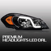 G-PLUS LED DRL Headlights Assembly W/o Bulbs, Fit 2006-2007 Chevy Monte Carlo/2006-2013 Chevy Impala/2014-2016 Impala Limited Headlamps, Smoky Lens Chrome Housing Amber Reflector,faros delanteros