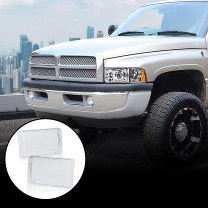 G-PLUS Housing Clear Corner Headlight Lamps Compatible with 94-01 Dodge Ram 1500 2500 3500 55076749AD 55076748AD 55076749AO 55076748AO