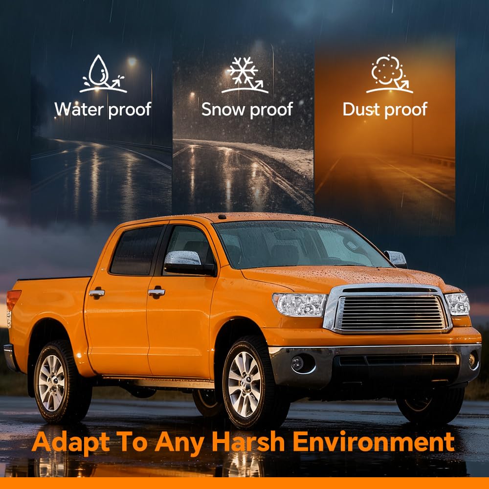 G-PLUS Headlights Compatible with Toyota Tundra 2007-2013/Compatible with Toyota Sequoia 2008-2017 Headlamps Pair Halogen Clear Lens Chrome Housing Amber Reflector,faros delanteros