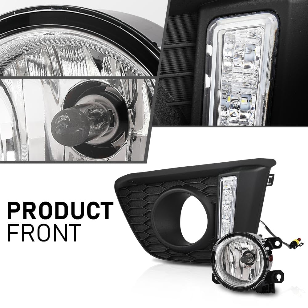 G-PLUS Front Bumper Driving Fog Lights W/Wiring US Left and Right Side Compatible with Honda Hatchback 4-Door 2015 2016 2017 Black