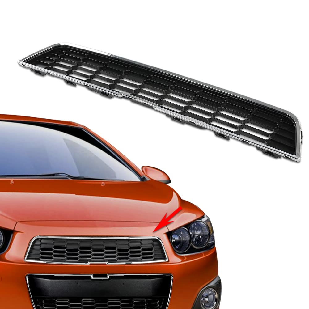 G-PLUS Front Upper Bumper Grille Grill Chrome Compatible with 2012-2016 Chevy Sonic 95215846 Bumper Grille Trim