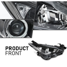 G-PLUS Headlight Assembly for Mazda 3 2014-2016 Sedan Clear Lens Black Housing Additional Angle