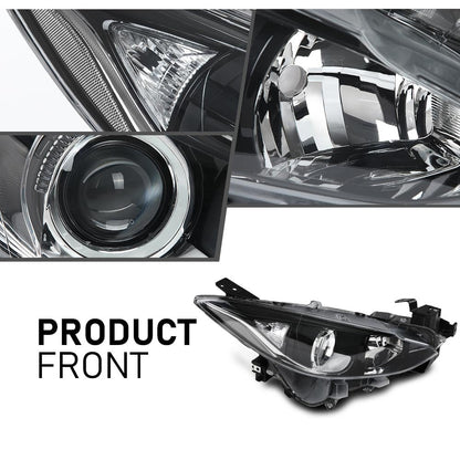 G-PLUS Headlights Assembly Front Headlamps Projector Compatible with Mazda 3 2014-2016 BPW1510K0 BPW9510K0A Clear Lens Black Housing Clear Reflector,faros delanteros