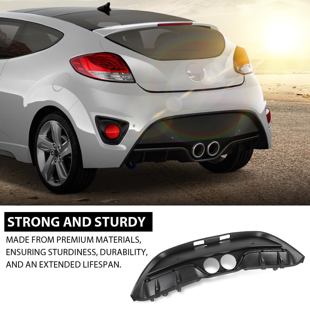 G-PLUS Bumper Cover Rear Lower Compatible with Hyundai Veloster 2013-2017 Fit Models with Rear Object Sensor Holes 866502V521, HY1115117 Black