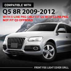 G-PLUS Fog Light Cover Grille 2PCS for Audi Q5 8R 2009-2012 S-Line Front View