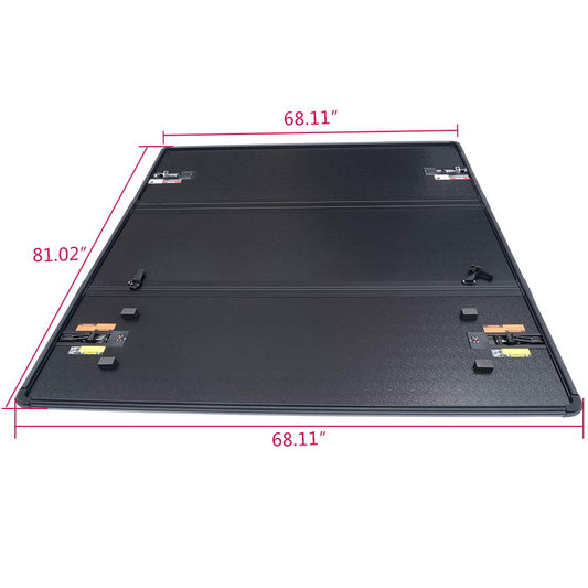 G-PLUS Tri Hard Solid -Fold Tonneau Bed Cover Compatible with 2004-2008 Ford F150 Short 6.5ft