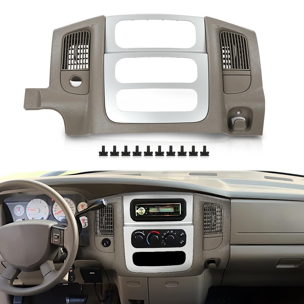 G-PLUS Center Dash Trim Bezel Radio Surround Panel Compatible with Dodge Ram 1500 2002-2005/Fits Dodge Ram 2500 3500 2003-2005 Beige