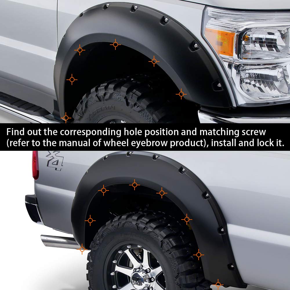Compatible for Ford Universal Stainless Steel Wheel Eyebrow Accessories Screw Pack Front Rear Fender Hardware Kit
