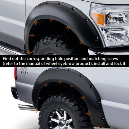 Compatible for Ford Universal Stainless Steel Wheel Eyebrow Accessories Screw Pack Front Rear Fender Hardware Kit