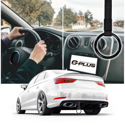 G-PLUS JDM Tsurikawa Ring Round Subway Train Bus Car Handle Hand Straps Drift Charm, Rear Bumper Warning Ring (Black)