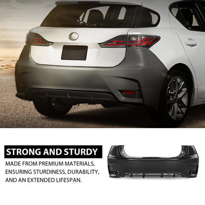 G-PLUS Rear Bumper Cover Fascia Compatible with LX CT200h Base F Sport 2014-2017 w/o Parking Aid Sensor, 5215976904, LX1100173, Primed Black