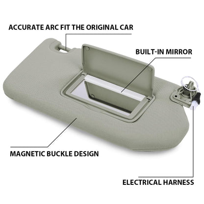 G-PLUS Gray Right Side Sun Visor with with Lights and Mirror Compatible with 2013-2018 Nissan Pathfinder (Platinum, SL, SV)/ 2014-2017 Infiniti QX60 96400-9PB0A