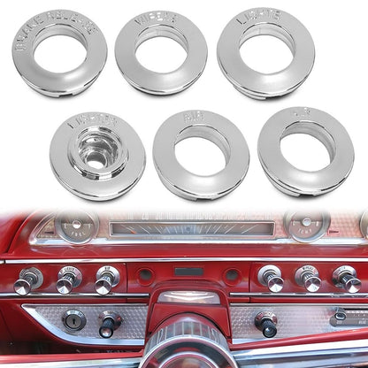 G-PLUS Dash Knob Bezels Air Brake Release Lighter Lights Wiper Gaskets Compatible with Galaxie/Ford Full-size 1962