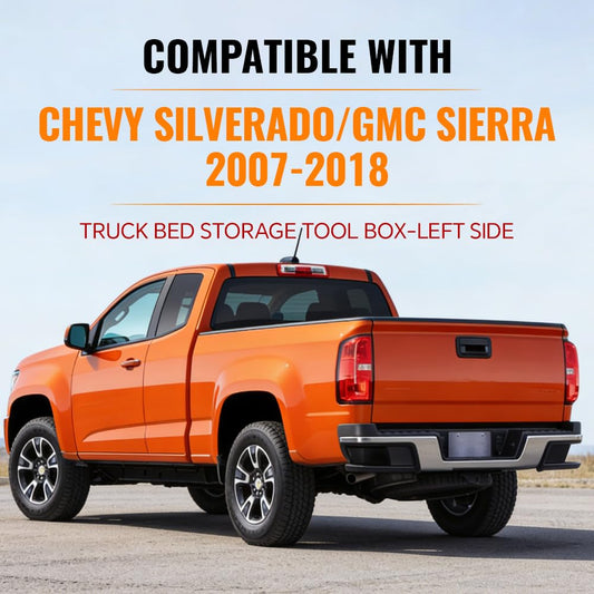 G-PLUS Lockable Storage Box Rear Left Case Toolbox Compatible with Chevy Silverado GMC Sierra1500 2500 3500 2007-2018/Fit Silverado 1500 & Sierra 2019 Legacy/Limited Only