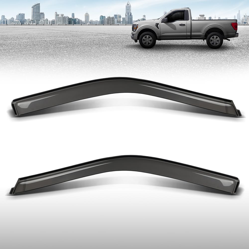 G-PLUS Out-Channel Mount Ventvisor Window Deflectors Compatible with Ford F150 2015-2026; Fit Ford F250/ F350/ F450 Super Duty Standard Cab Only 2017-2026 2 PCS Smoky