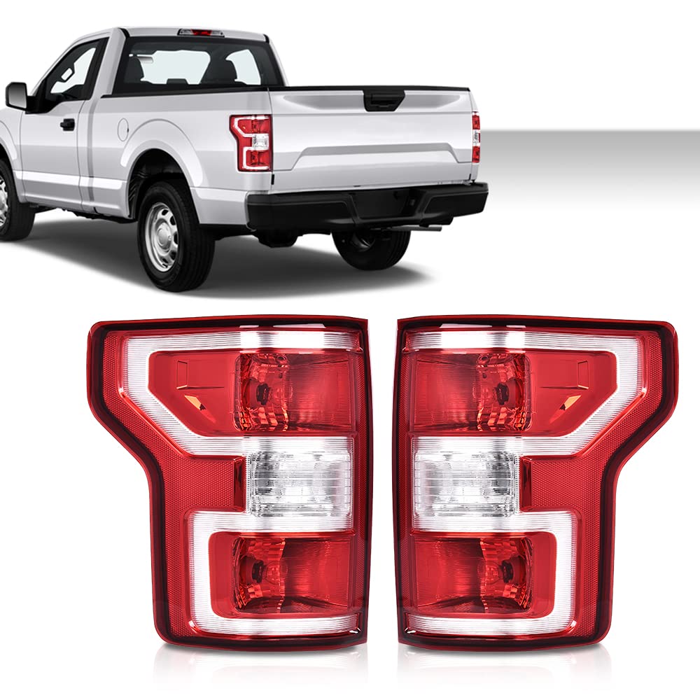 G-PLUS Rear Tail Lights Rear Brake Lamps Assembly W/Bulbs & Wiring Harness Compatible with Ford F150 2018 2019 2020 Luces Traseras Red