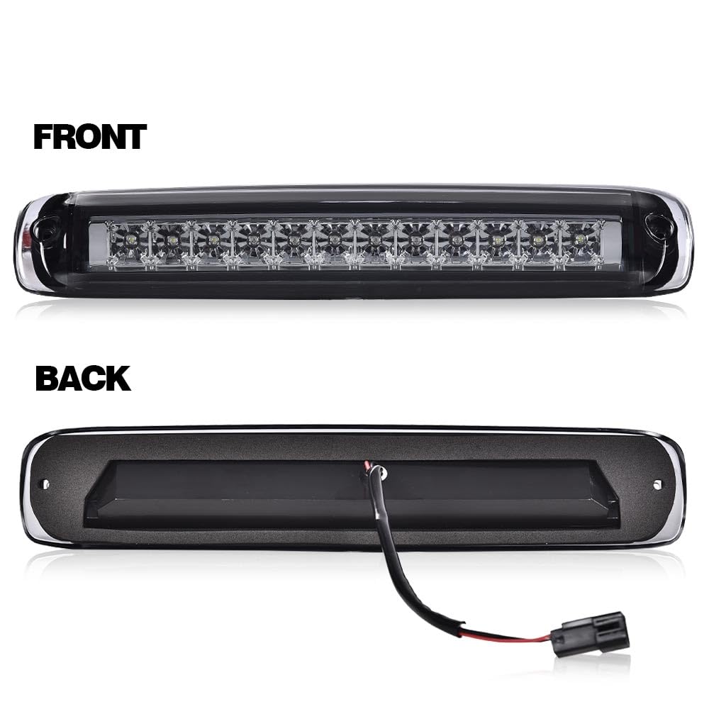 G-PLUS LED 3rd Brake Light Compatible with Chevy Silverado & GMC Sierra 1999-2006/Fit 2007 Silverado & Sierra Classic Brake Lamp Tail Light Assembly Smoky Lens Chrome Housing
