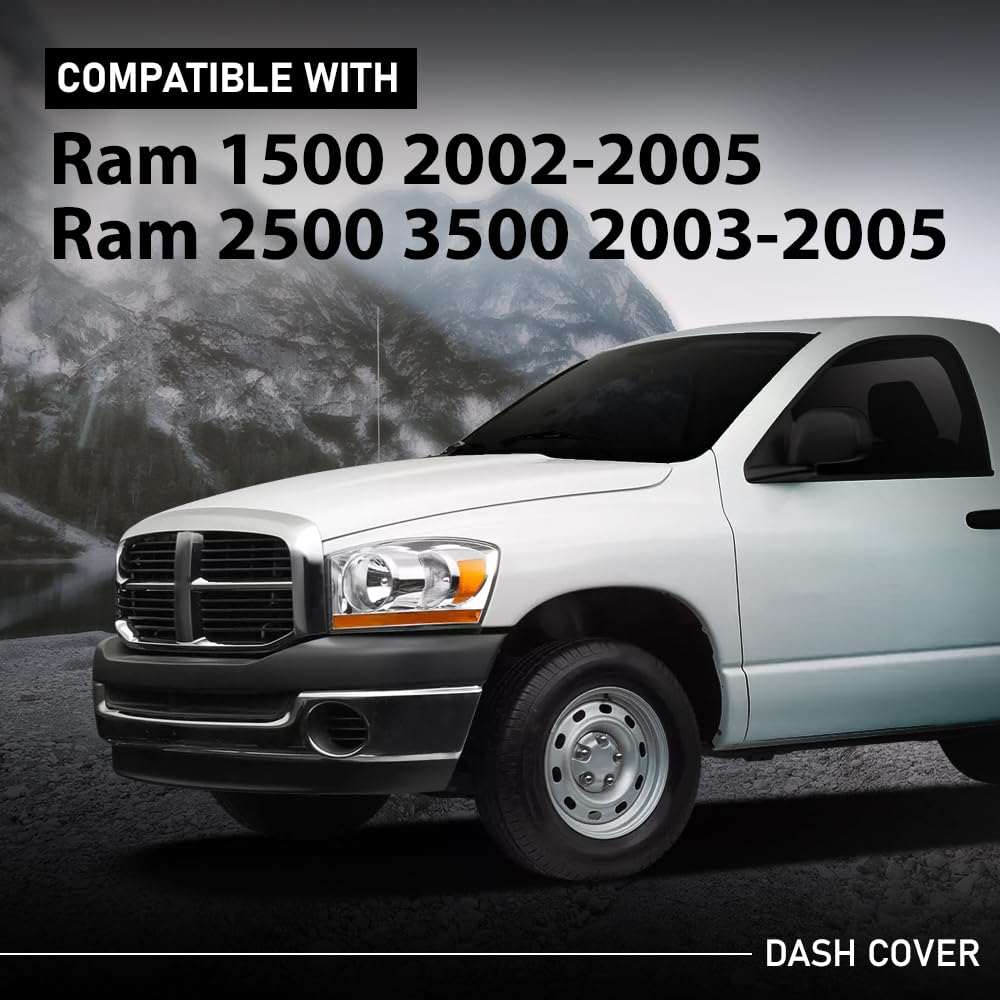 G-PLUS TPE Dashboard Dash Cover Compatible with Dodge Ram 1500 2002-2005/2500 3500 2003-2005 Instrument Dash Board Panel Gray