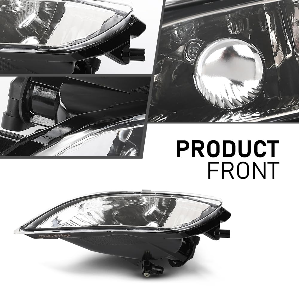 G-PLUS Front Bumper Fog Lights Compatible with Toyota Sienna 2006 2007 2008 2009 2010 Left & Right Clear Lens Chrome Housing 81220AE020, 81210AE020, TO2592122, TO2593122