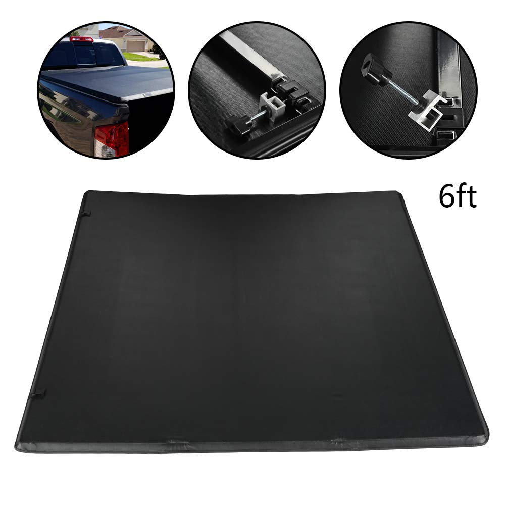 G-PLUS T3 Tri-Fold Soft Truck Tonneau Cover Replacement for 2005-2015 Toyota Tacoma Pickup | Double Cab 6Ft Short Bed | for Only Fleetside/Styleside Bed Models
