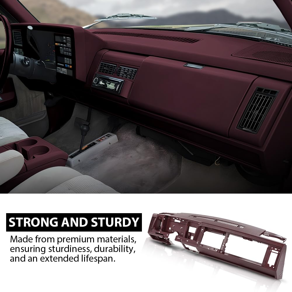 G-PLUS Dash Dashboard Core Compatible with 1988-1994 Chevy & GMC Truck Fit 1992 1993 1994 Chevy Blazer GMC Yukon Suburban Red ABS