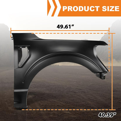 G-PLUS Front Right Passenger Side Fender Compatible with Ford F150 2021-2023 FO1241337, ML3Z16005A-PFM Black