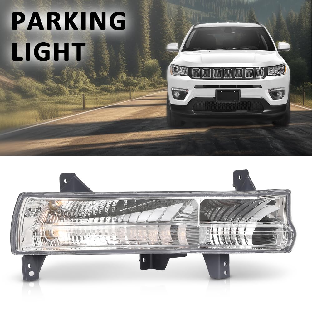 G-PLUS Parking Light Passenger Side Compatible with Jeep Compass 2017-2021 55112720AB, CH2521147 Clear Lens
