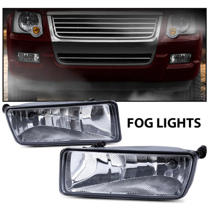 G-PLUS Front Bumper Fog Lights Compatible with Ford Explorer 2006-2010,Fit Explorer Sport Trac 2008-2010 Pair Driver and Passenger Side Driving Fog Lamp Accessories Clear Lens