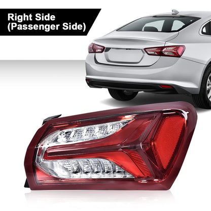 G-PLUS LED Tail Light Lamp Compatible with Chevy Malibu 2019-2022 Passenger Rear Lamps Tail Lights Red Clear lens Chrome Houning 84595943 Luces Traseras Rear Brake Lamps Assembly Faros Traseros