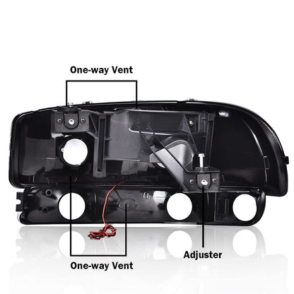 G-PLUS LED DRL Headlights Assembly, Compatible with 1999-2007 GMC Sierra 1500/2001-2007 GMC Sierra 1500 HD Bumper Headlamps, Smoky Lens Black Housing Amber Reflector,faros delanteros