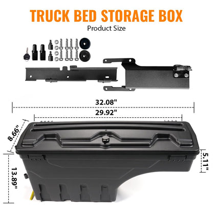 G-PLUS Lockable Storage Boxes Case Truck Bed Tool Box Driver & Passenger Side Pair Compatible with Ford F150 2015-2020 Black