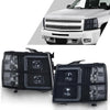 G-PLUS LED Tube Dual Projector Headlights,Fit Chevy Silverado 1500 2007-2013/Fit Chevy Silverado 2500 3500 & HD 2007-2014,Pair Headlamps faros delanteros,Smoke Lens Black Housing Clear Reflector