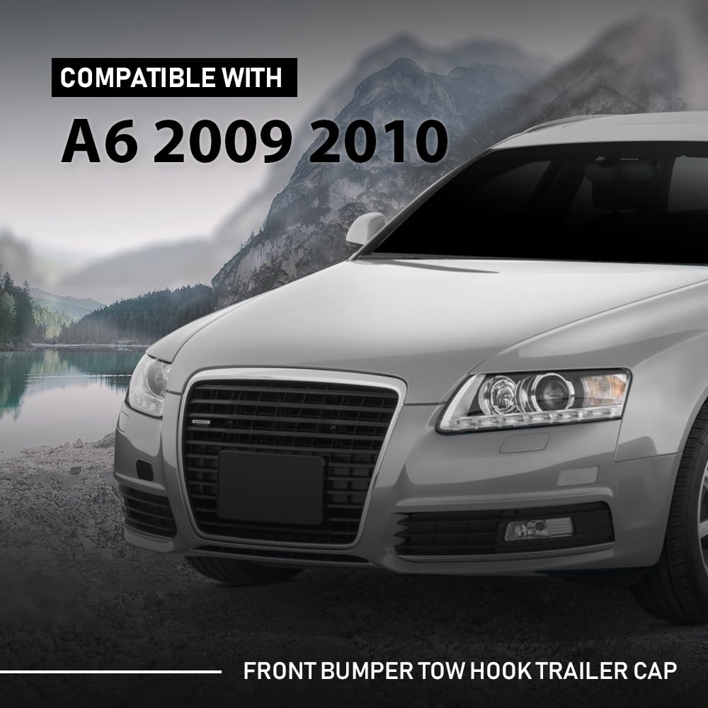 G-PLUS Front Bumper Tow Hook Cover, Compatible with Audi A6 3.0L 4.2L 2009 2010, 4F0807441F, Black