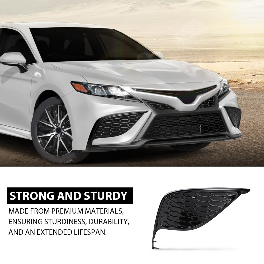 G-PLUS Front Right Bumper Fog Light Cover, Compatible with Toyota Camry XSE SE 2021-2024, NOT Fit LE XLE Model, Passenger Side, 8148106220, TO1039242