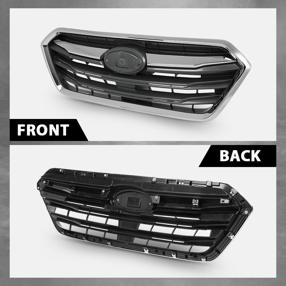 G-PLUS Front Bumper Grille Grill Assembly Black Shell Silver Insert Compatible with Subaru Legacy 2018-2019 91121AL19A