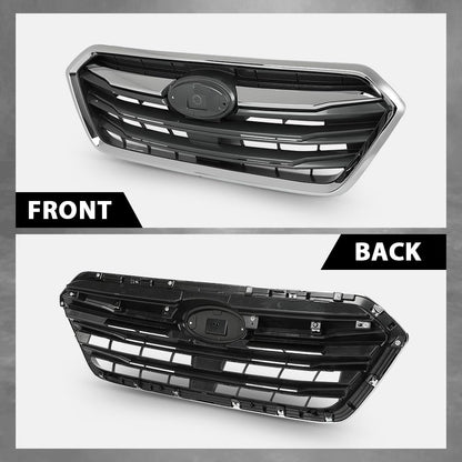G-PLUS Front Bumper Grille Grill Assembly Black Shell Silver Insert Compatible with Subaru Legacy 2018-2019 91121AL19A