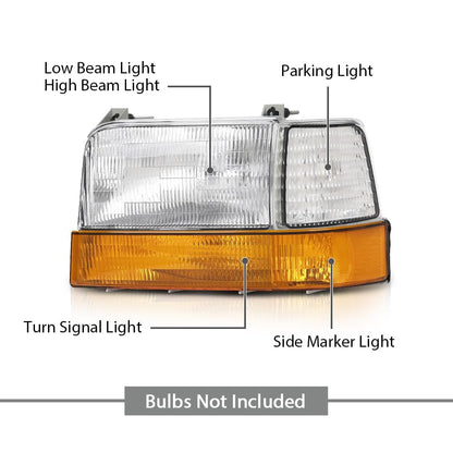 G-PLUS 6PCS Set Headlights Assembly Front Headlamp Corner/Side Signal Lights Compatible with Ford Bronco F150 1992-1996, Fit Ford F250 F350 1992-1997 FO2521114, FO2550110, FO2551108, FO2520116