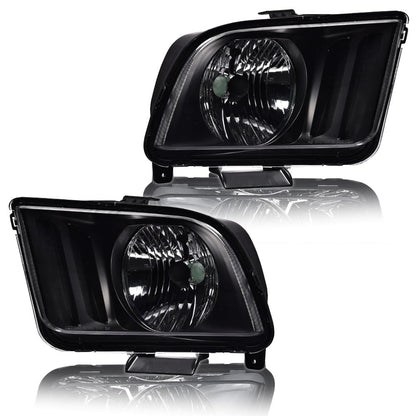 G-PLUS Headlights Assembly, Compatible with Ford Mustang 2005-2009 Left+Right Bumper Headlamps Clear Lens Black Housing Amber Reflector