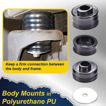 G-PLUS Body Mounts in Polyurethane PU Compatible with 1999-2017 F250 F350 Super Duty 2WD/4WD,Body Cab Mounts Bushings Kit (Black)