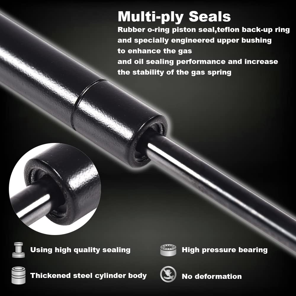 【Multi-Colored】 G-PLUS Rear Window Glass Gas Hood Struts Compatible with GMC Envoy Trailblazer 2002-2008 Gas Shock Lift Supports 4576-2 Pack (Matt Black)