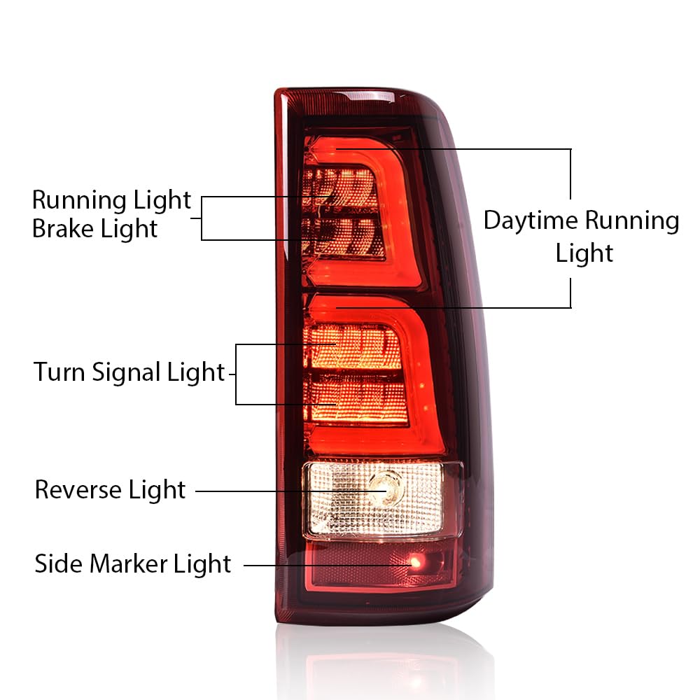 G-PLUS LED Tail Lights Assembly w/Wiring Harness & White light Bar Compatible with Chevy Silverado 1500 2500 2003-2006 Left & Right Rear Brake Lamps, GM2800174 GM2801174, Red Lens Clear Housing