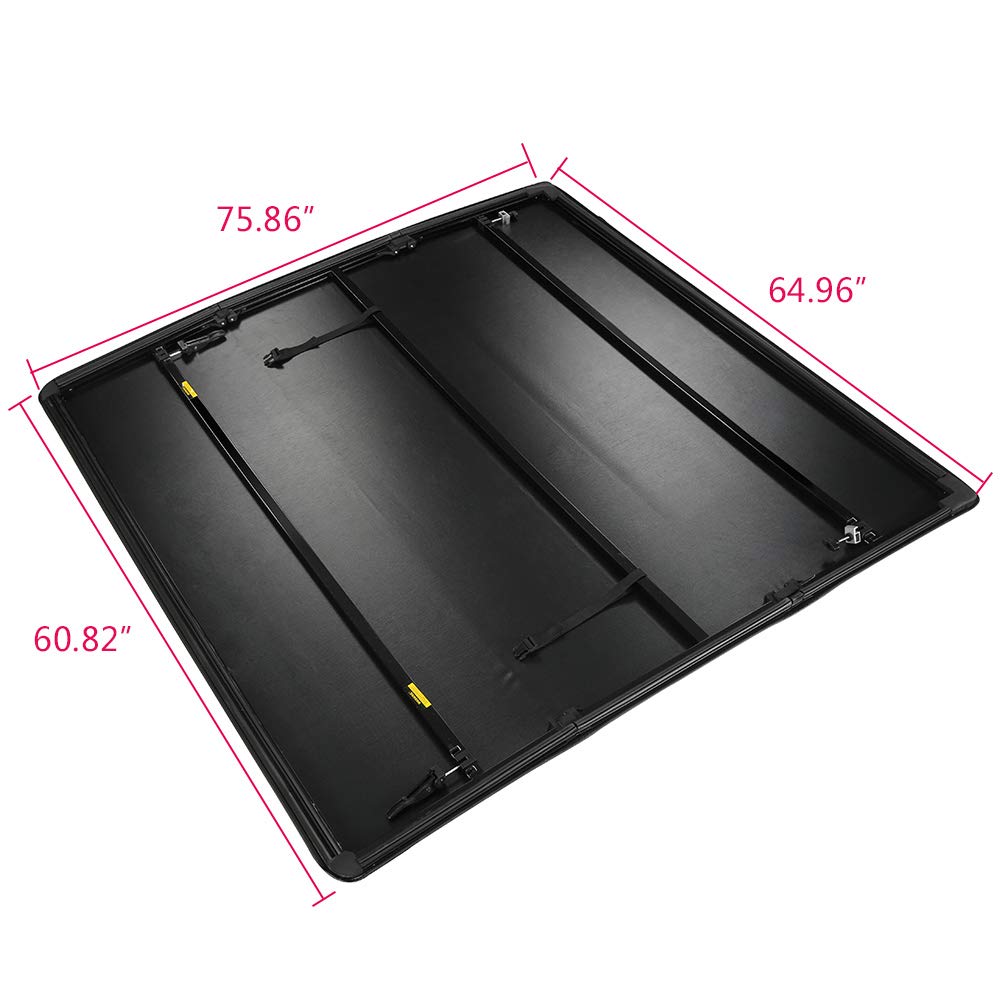 G-PLUS T3 Tri-Fold Soft Truck Tonneau Cover Replacement for 2005-2015 Toyota Tacoma Pickup | Double Cab 6Ft Short Bed | for Only Fleetside/Styleside Bed Models