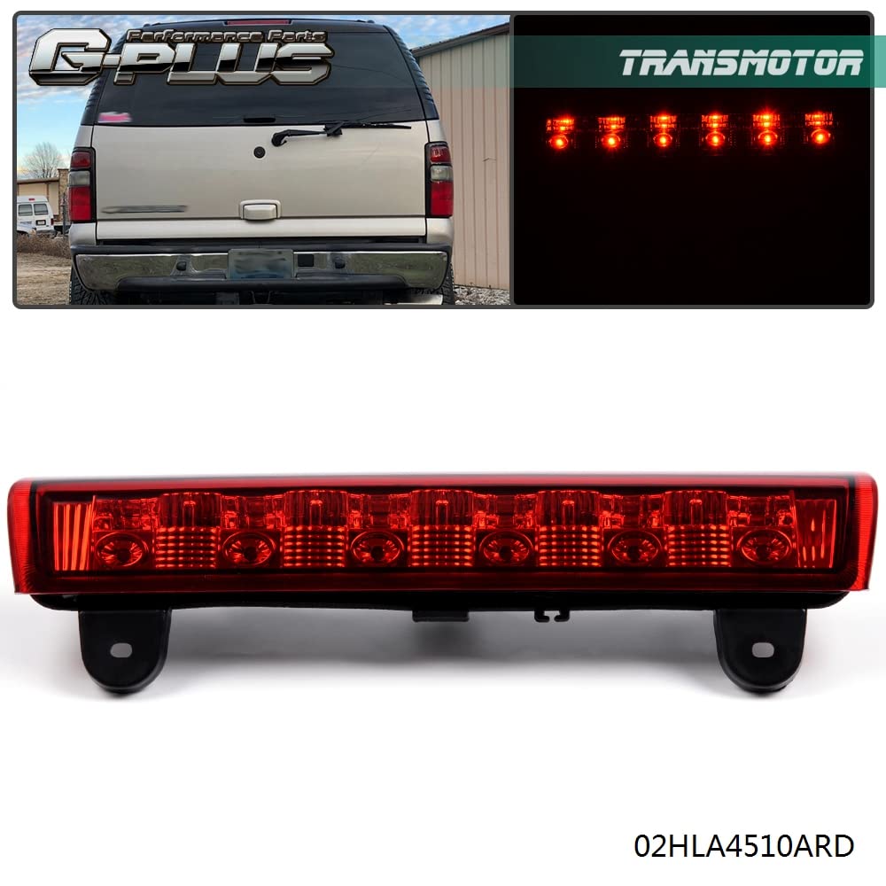 G-PLUS LED Third Brake Cargo Light Compatible With 2000-06 Chevy Suburban Tahoe GMC Yukon(ONLY For Liftgate Rear Doors),3RD Stop Tail Lamps (LED Chrome Housing Red Lens)