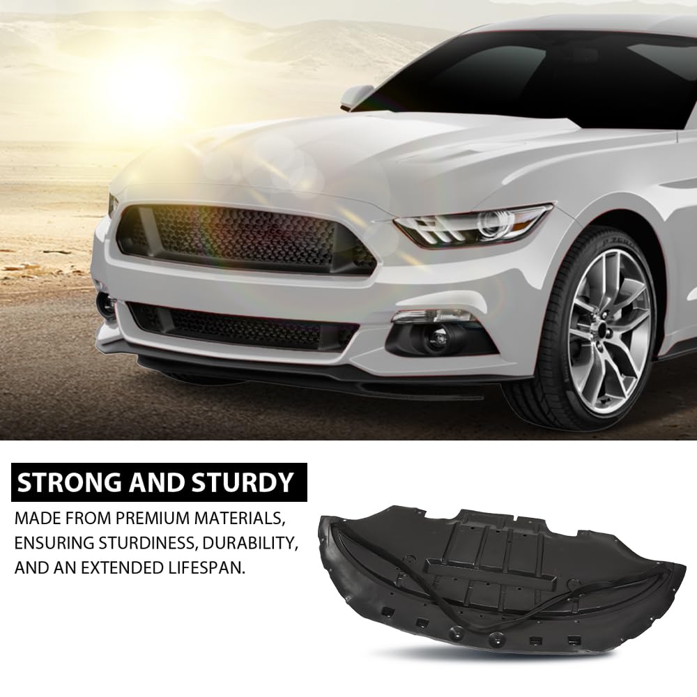 G-PLUS Front Engine Splash Shield, Compatible with Ford Mustang EcoBoost/GT/ V6 2015-2017, FR3Z17626B, FO1228144
