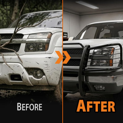 G-PLUS Bumper Grille Grill Brush Guard Compatible with Chevy Avalanche 1500 2002-2006(With Body Cladding) Black