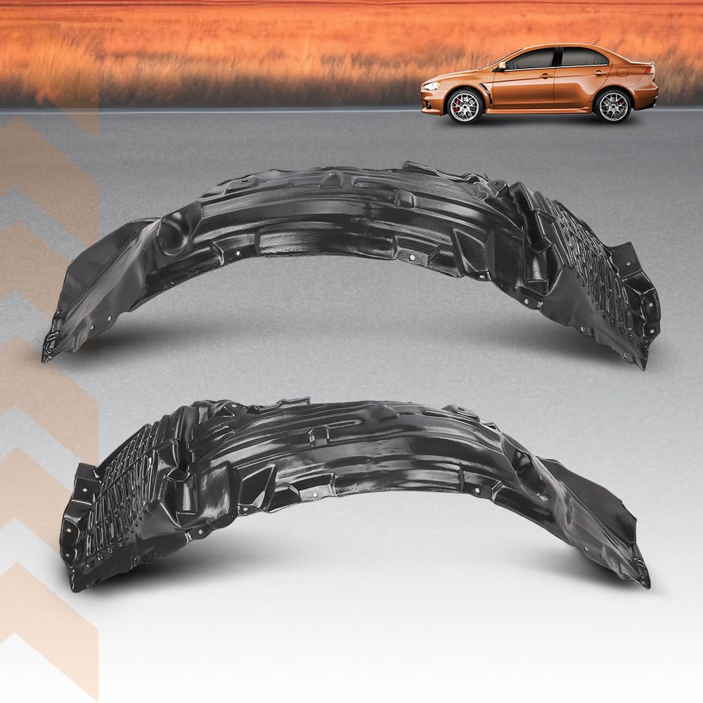 G-PLUS Front Left & Right Side Fender Liner Set Compatible with Lancer 2008-2015 2 PCS Black