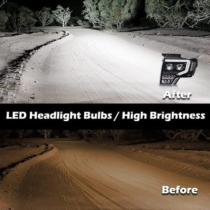 G-PLUS Headlights Assembly, Compatible with 2009-2014 Ford F150(Only Fit LED Style,NOt Fit without LED Style) Bumper Headlamps,Clear Lens Black Housing Clear Reflector,faros delanteros