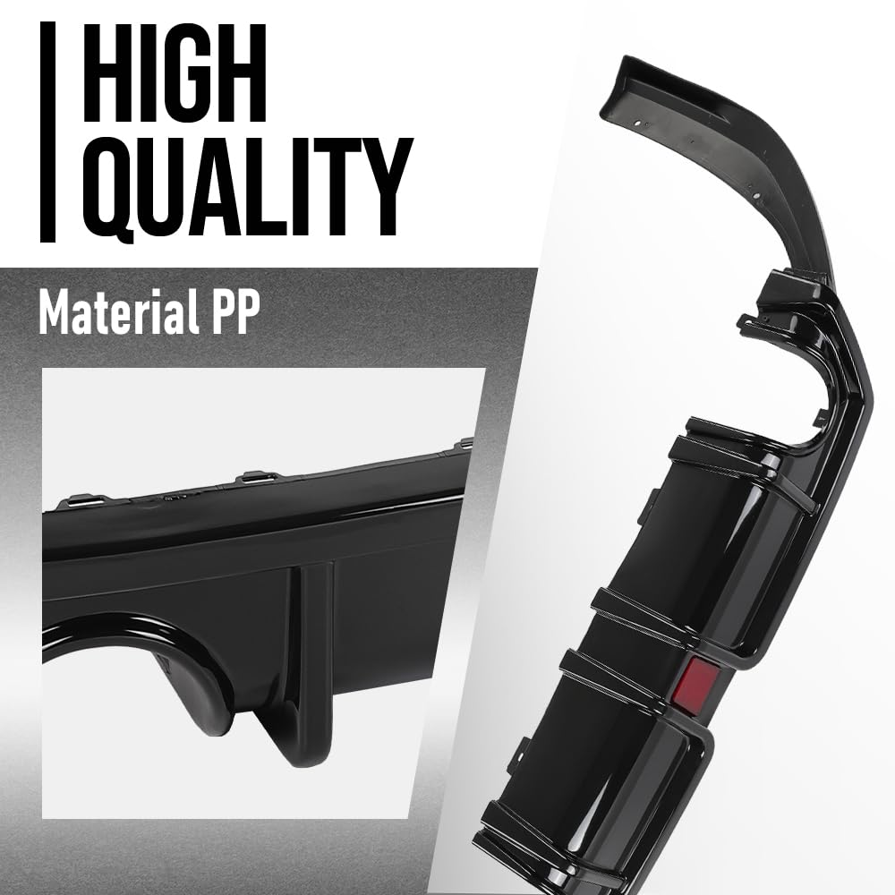 G-PLUS Rear Bumper Lip Diffuser LED Light Compatible with Honda Civic 2016 2017 2018 2019 2020 2021 Gloss Black